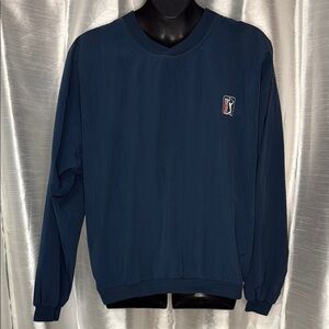 PGA Tour Crew Neck Men’s Navy Long Sleeve Cuffed Windbreaker Top